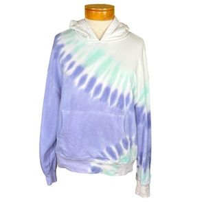 Wildfox Lavender, Mint & White Tie-Dye Boxy Fit Hoodie Oversized Small